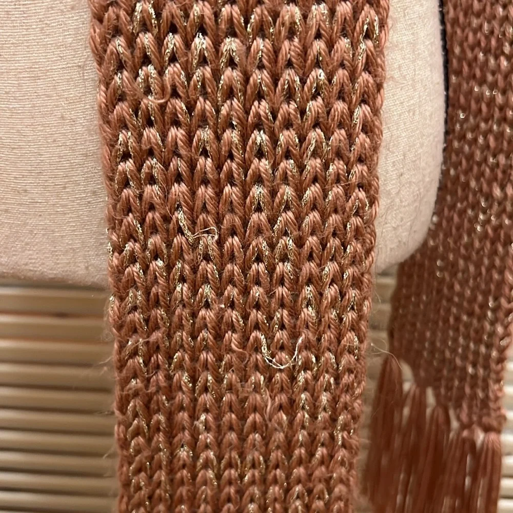 Rose Gold Scarf with Fringe, GUC